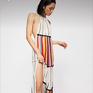 Free People Mardi Gras Halter Maxi Knit Dress in Spring Garden Combo Size Small